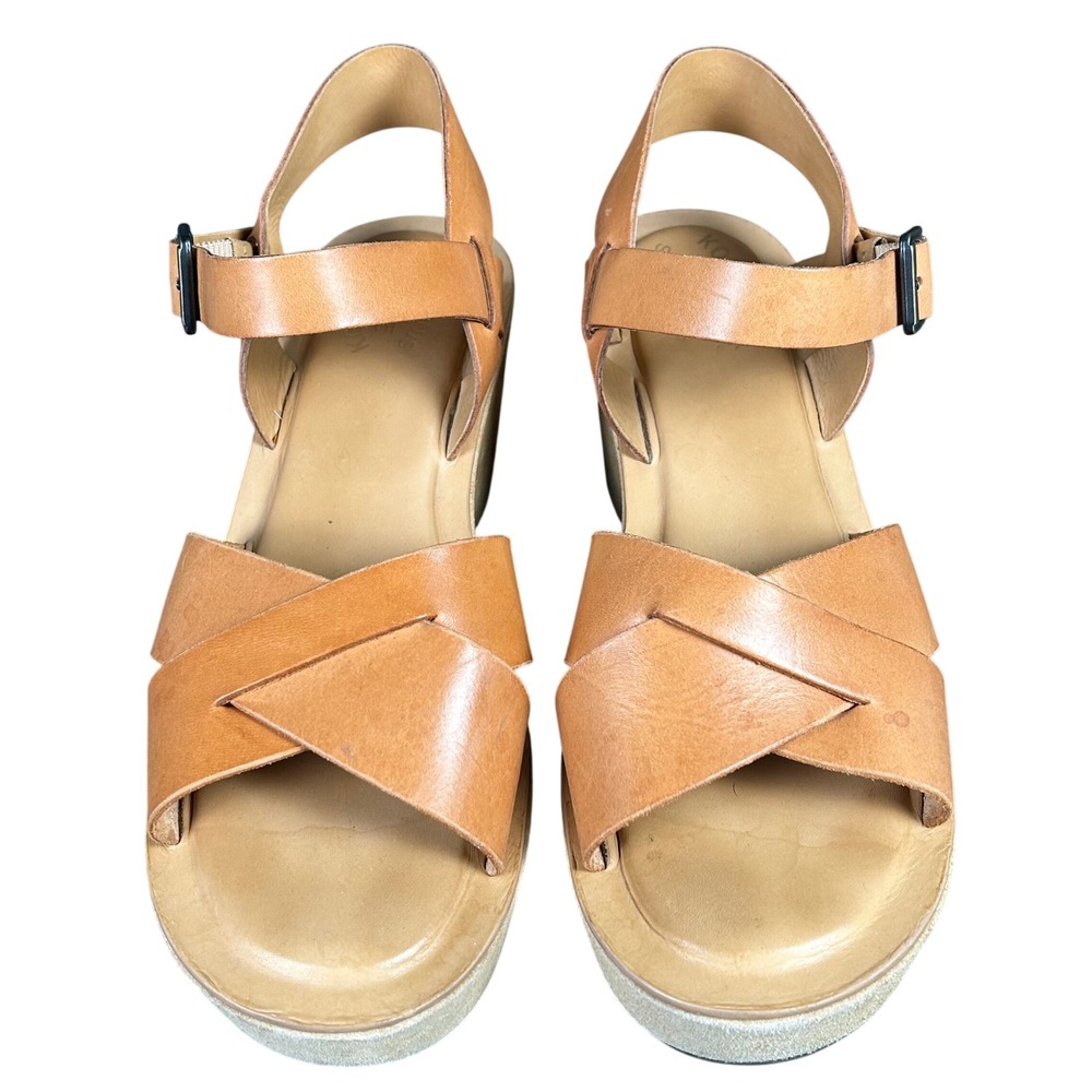 Kork-Ease Tan Leather Strappy Wedge Platform Sandals Womens 10/42 - Picture 3 of 9